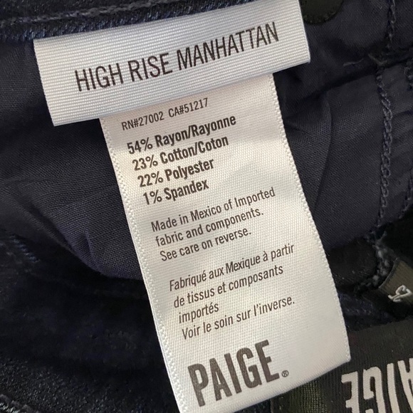 PAIGE High Rise Manhattan Bootcut Dark Denim Jeans - Picture 3 of 9